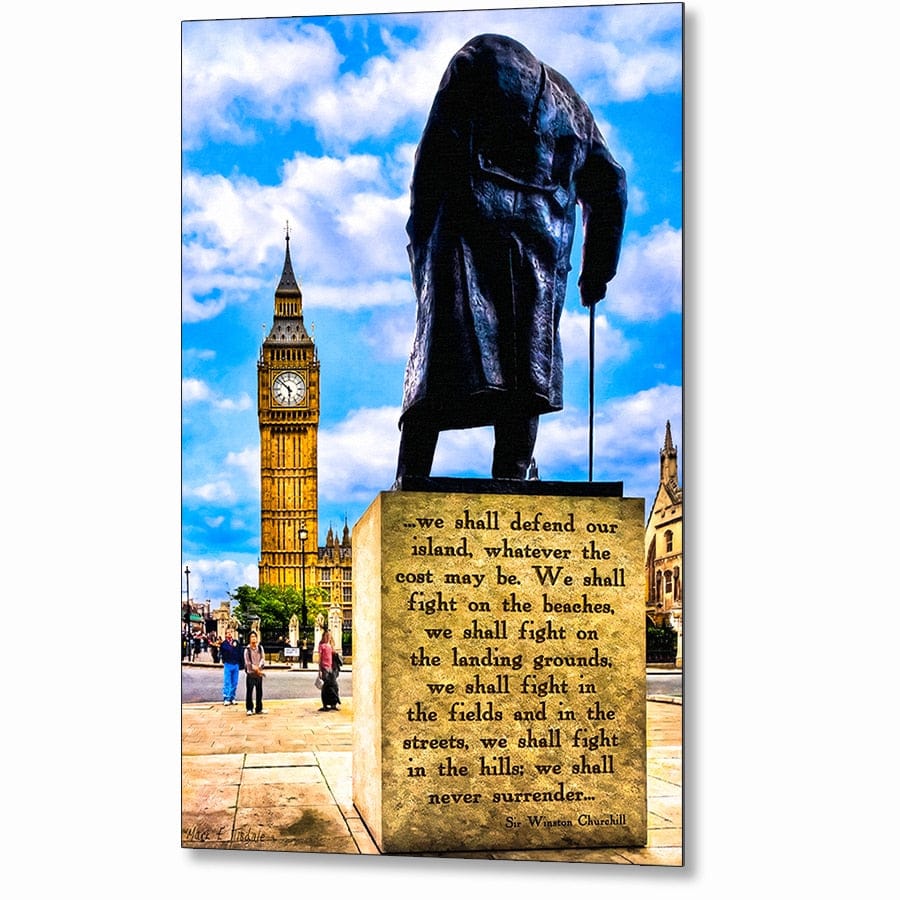 Winston Churchill Quote Never Surrender Metal Print By Mark Tisdale   Winston Churchill Quote Never Surrender Metal Print 