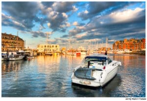 Boston Seaside As the sun sets - Print by Mark Tisdale