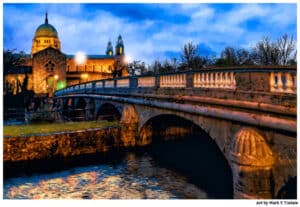 Galway Cathedral as dusk Falls  Print by Mark Tisdale - Vintage Irish Style Art