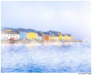 Galway Waterfront in a thick morning fog Print by Mark Tisdale