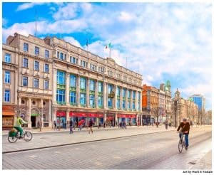 Sunny Morning on O'Connell Street In Dublin Ireland - Print by Mark Tisdale