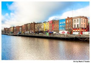 River Liffey waterfront in Dublin Ireland in Winter - Cityscape Print by Mark Tisdale