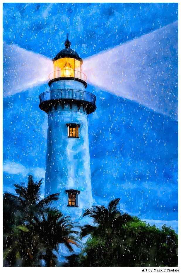 St Simons Island Artwork Romantic Lighthouse In The Storm Art Print