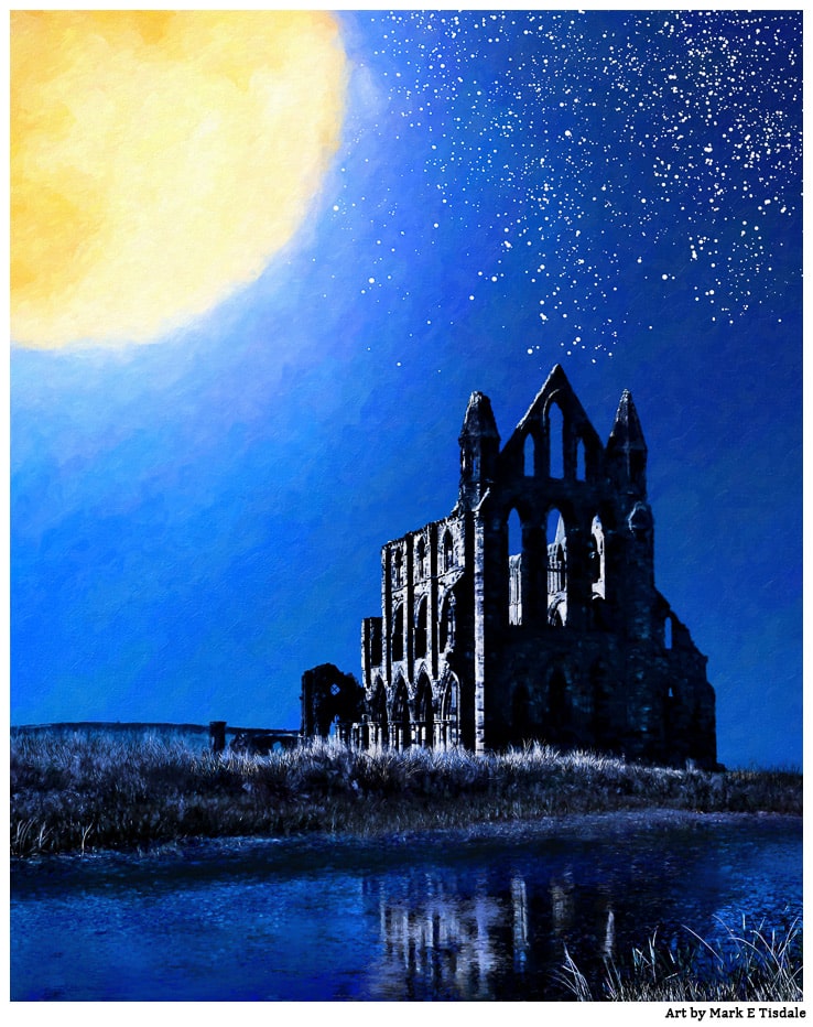 Whitby Abbey Art – The Ruins by Moonlight