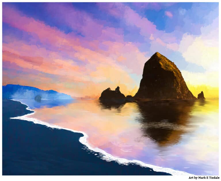 Haystack Rock Art – Oregon Coast Sunset
