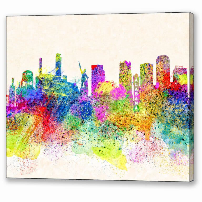 Birmingham Skyline Art – Colorful Alabama Canvas Print