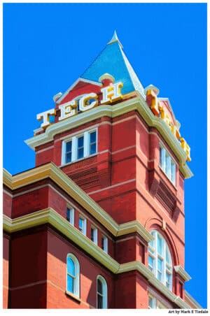 Tech Tower on the historic Georgia Tech Campus - Atlanta Georgia Print by local artist Mark Tisdale