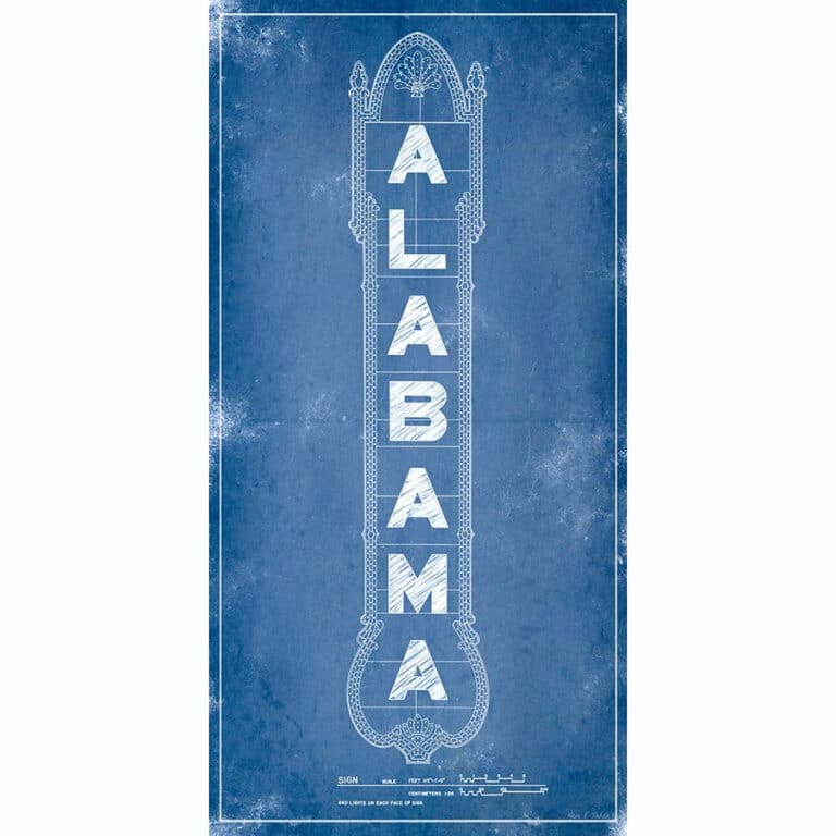 Alabama Theatre Marquee Blueprint Art Print