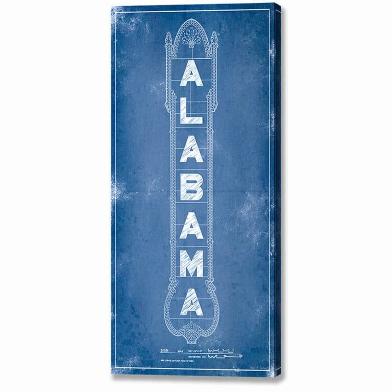 Alabama Theatre Marquee Blueprint Canvas Print