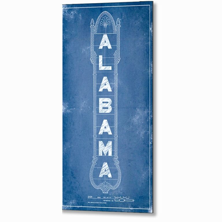 Alabama Theatre Marquee Blueprint Metal Print