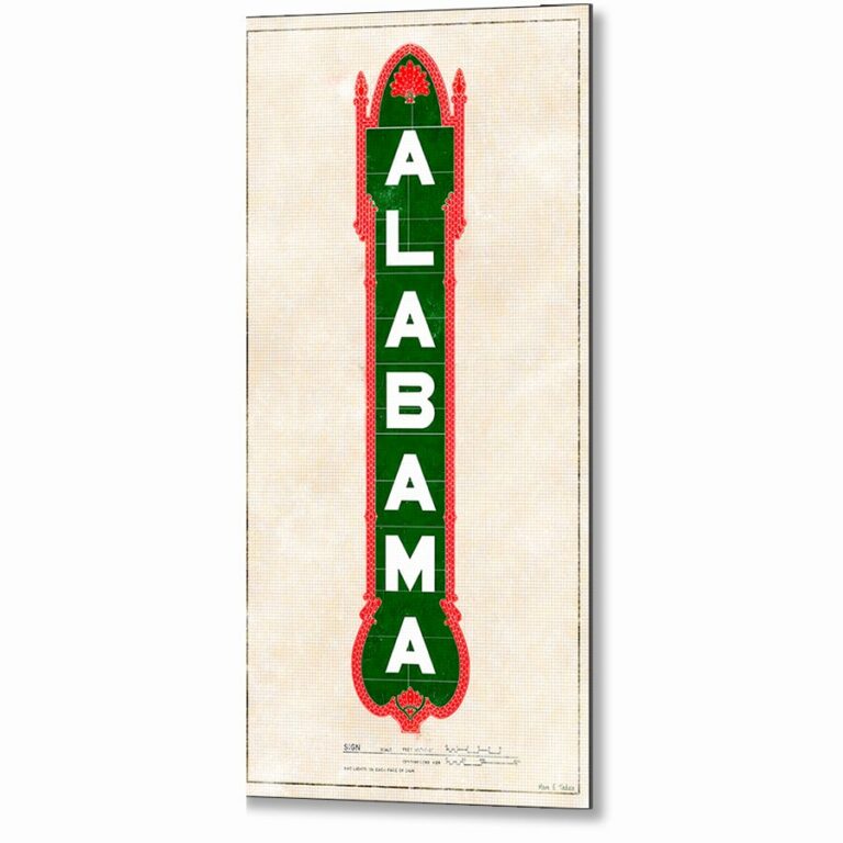 Alabama Theatre Sign – Illustrated Birmingham Metal Print