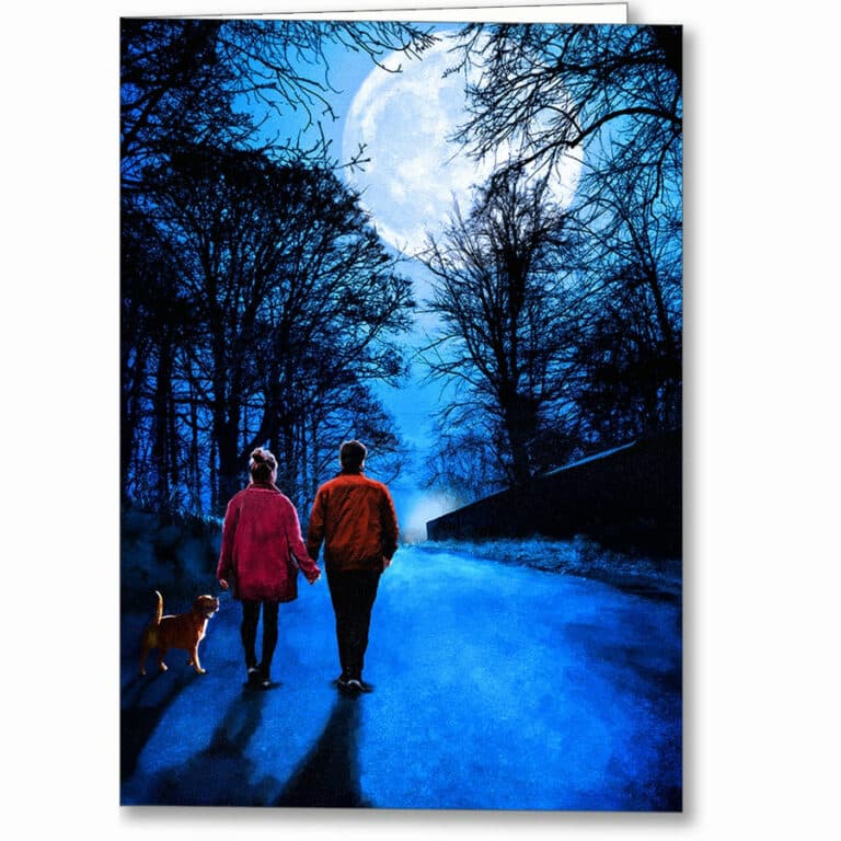 Almost Home – Walking By Moonlight Greeting Card