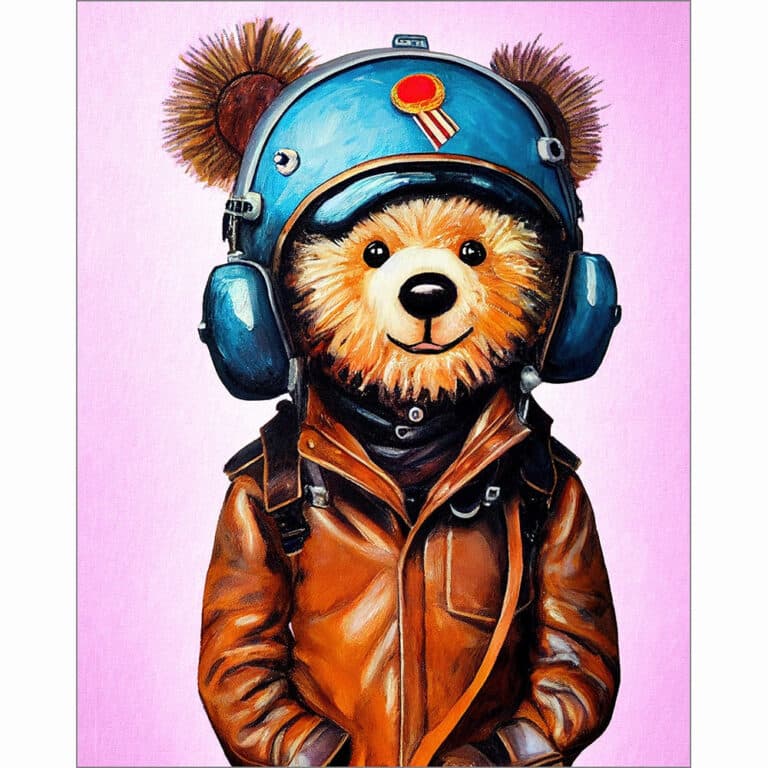 Aviator Amelia Bearhart – Teddy Bear Art Print