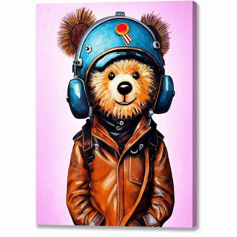 Aviator Amelia Bearhart – Teddy Bear Canvas Print