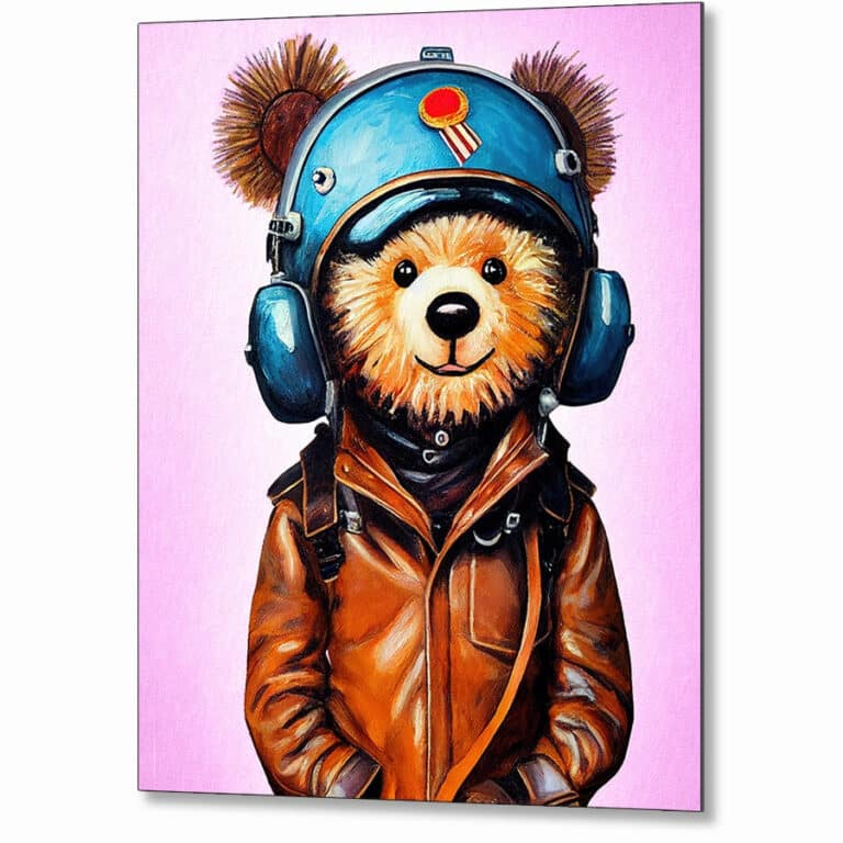 Aviator Amelia Bearhart – Teddy Bear Metal Print