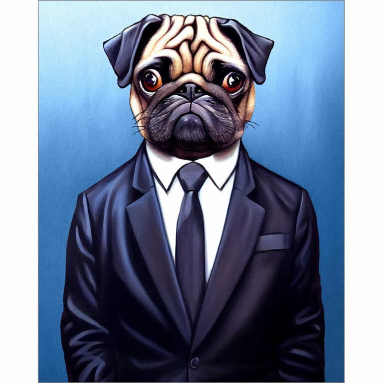 Barney Pugson – Sharp Dressed Pug Art Print