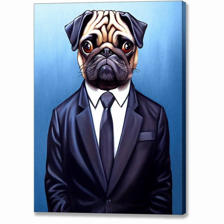 Barney Pugson – Sharp Dressed Pug Canvas Print