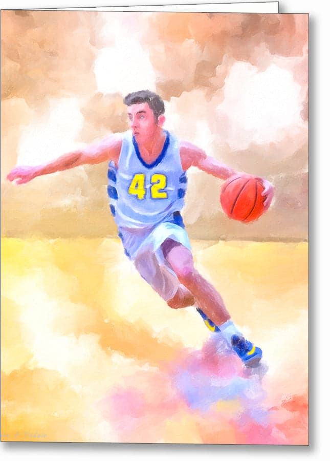 Basketball Player Art – Abstract Action Greeting Card