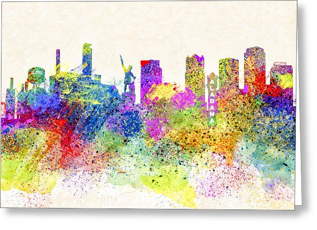 Birmingham Skyline Art – Colorful Alabama Greeting Card