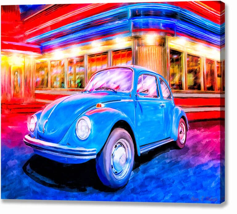 Blue Volkswagen Bug – Classic Car Canvas Print
