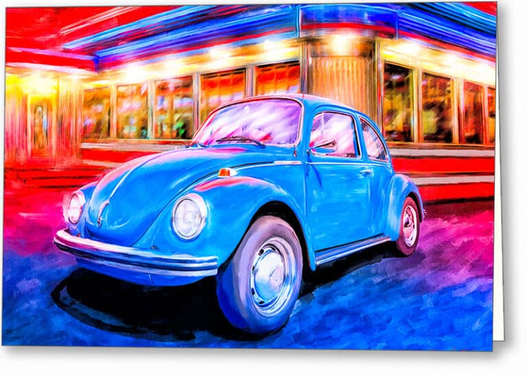 Blue Volkswagen Bug – Classic Car Greeting Card