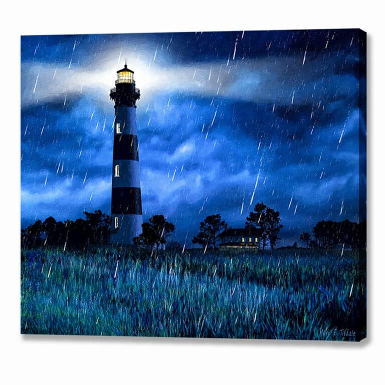 Bodie Island Lighthouse – Rainy Night Canvas Print