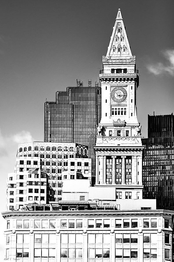 Boston Clock Tower – Black and White Art Print