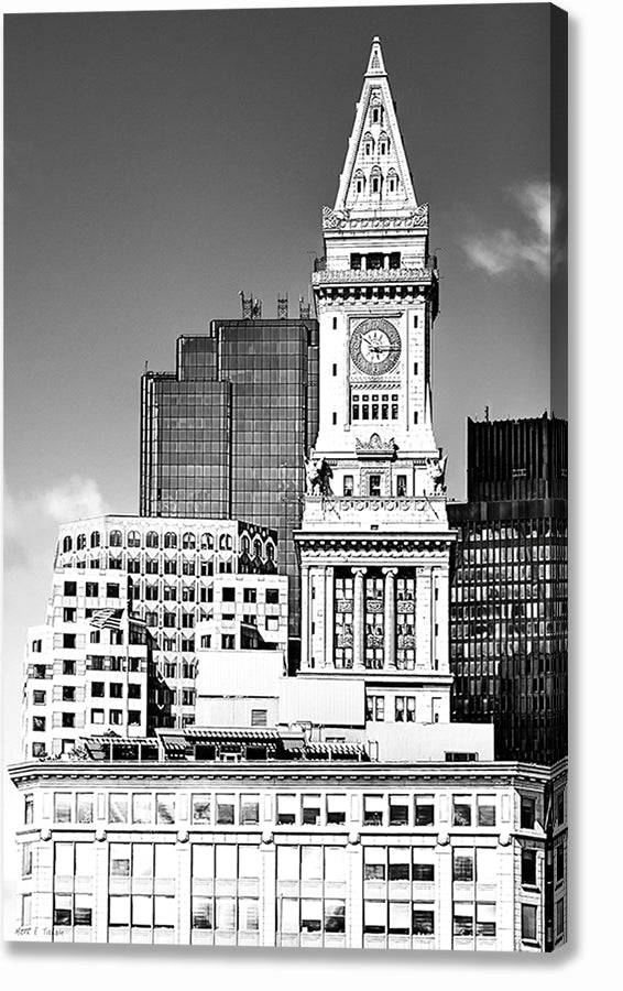 Boston Clock Tower – Black and White Canvas Print