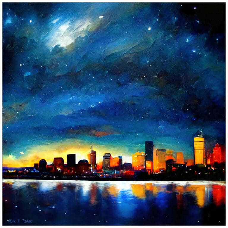 Boston Skyline – Abstract Night Sky Art Print