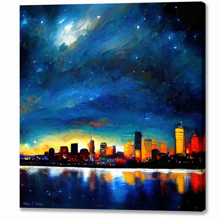 Boston Skyline – Abstract Night Sky Canvas Print