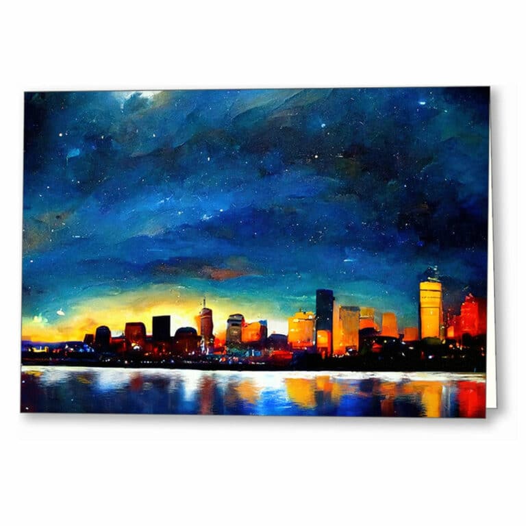 Boston Skyline – Abstract Night Sky Greeting Card
