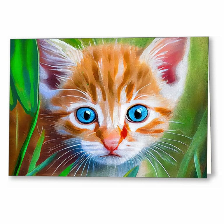Bright Eyed Kitten – Ginger Cat Greeting Card