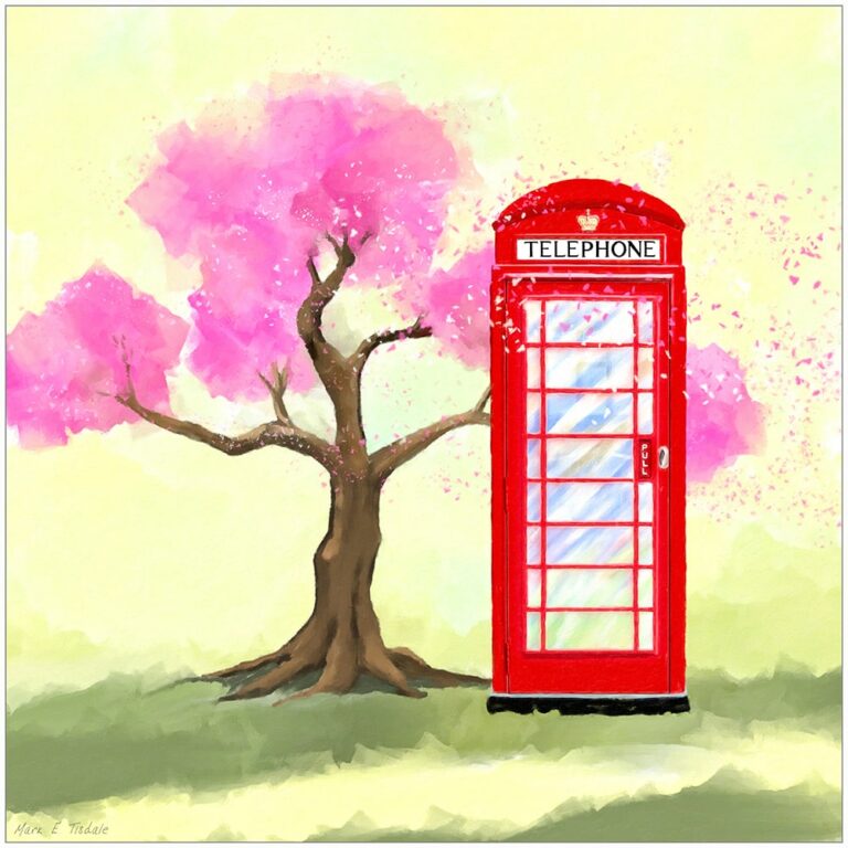 Britain in Spring – Red Telephone Box Art Print
