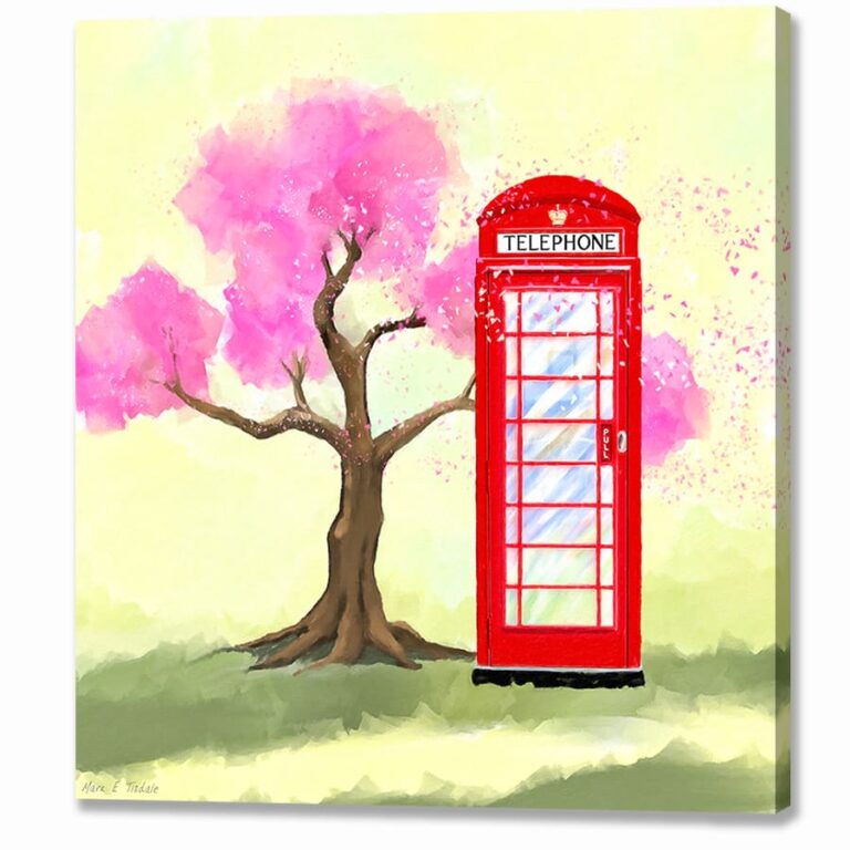 Britain in Spring – Red Telephone Box Canvas Print