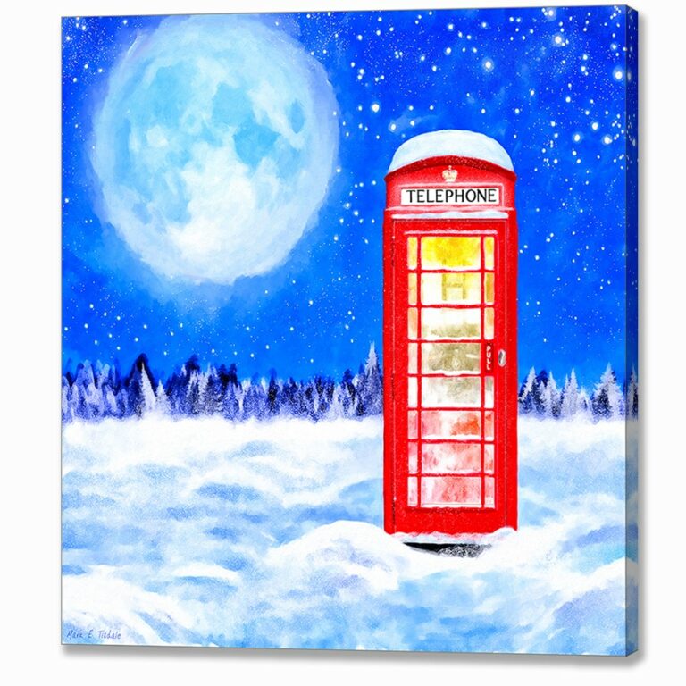 Britain In Winter – Red Telephone Box Canvas Print