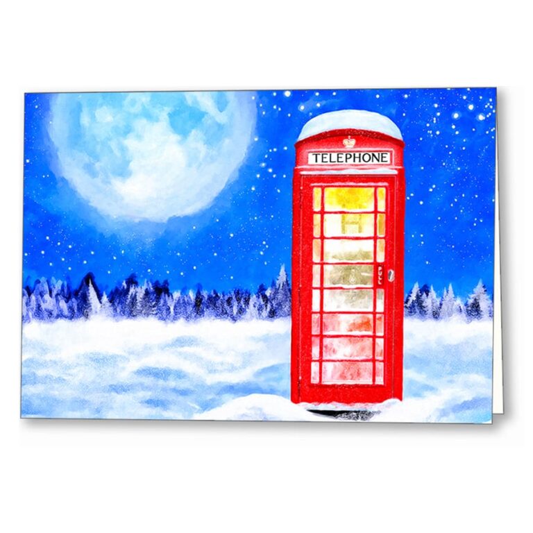 Britain In Winter – Red Telephone Box Greeting Card