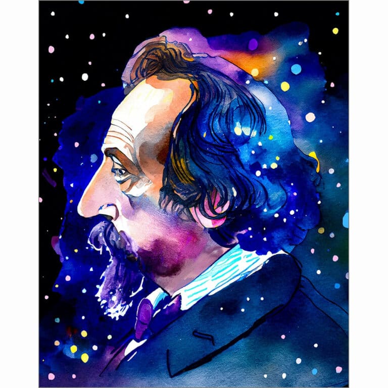 Charles Dickens In Starlight – Famous Author Art Print