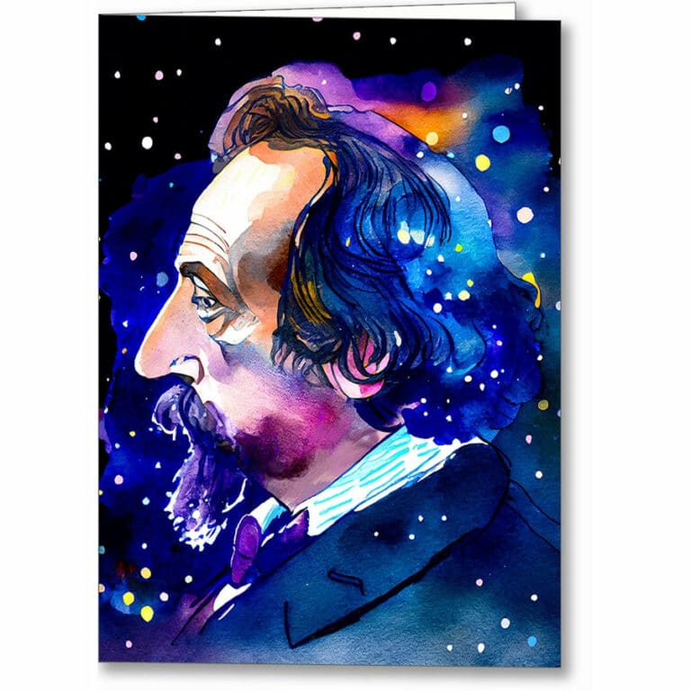 Charles Dickens In Starlight – Famous Author Greeting Card