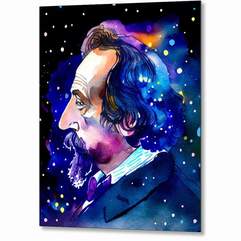 Charles Dickens In Starlight – Famous Author Metal Print