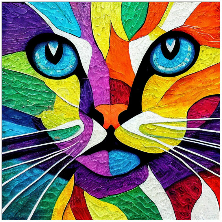 Colorful Cat – Stylized Mosaic Art Print