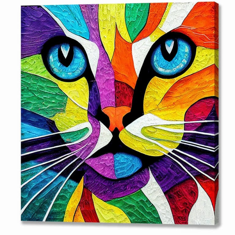 Colorful Cat – Stylized Mosaic Canvas Print