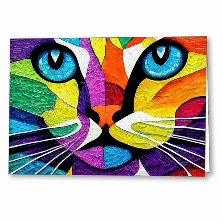 Colorful Cat – Stylized Mosaic Greeting Card