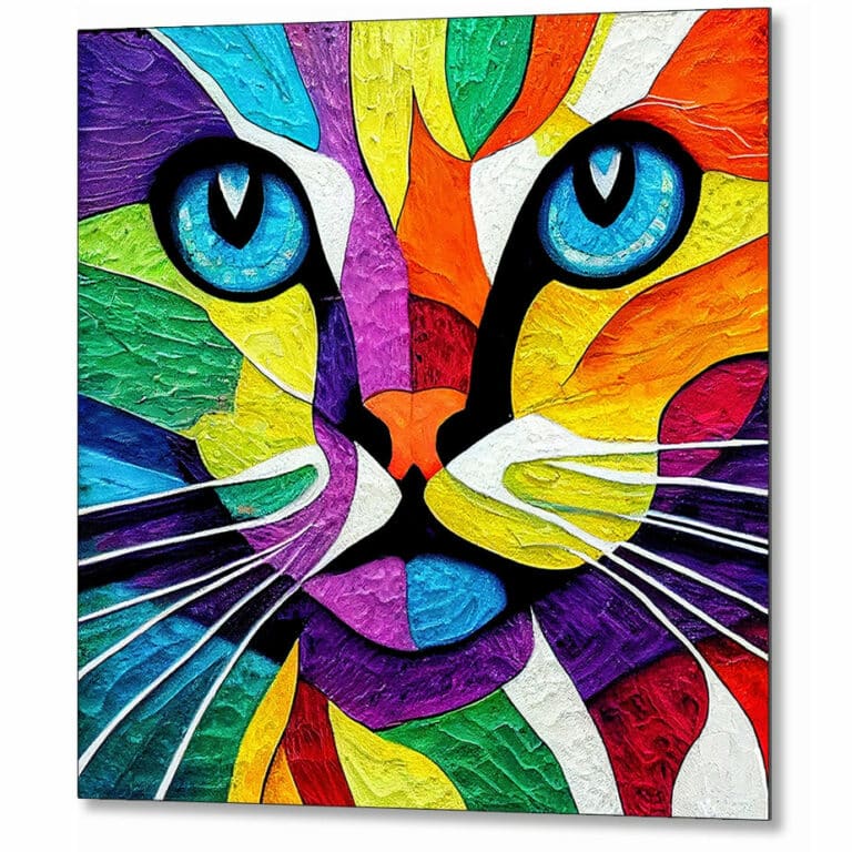 Colorful Cat – Stylized Mosaic Metal Print