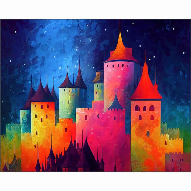 Colorful Fantasy Castle – Abstract Art Print