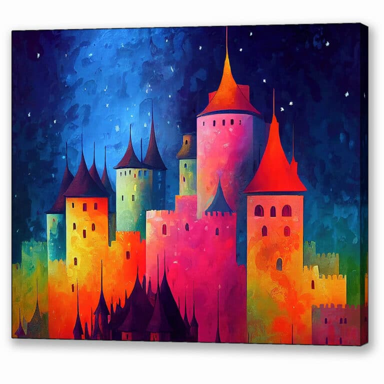 Colorful Fantasy Castle – Abstract Canvas Print