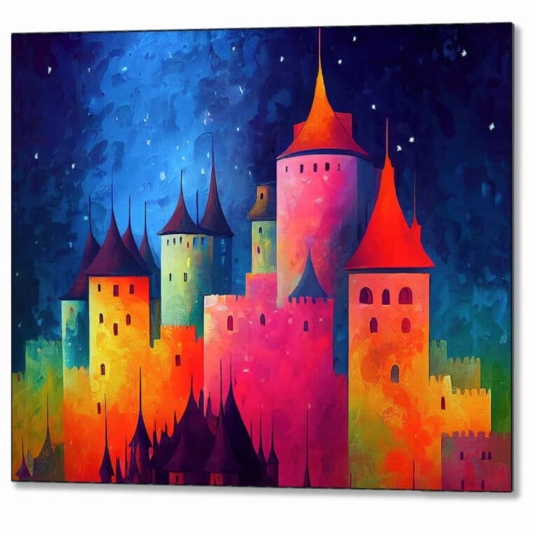 Colorful Fantasy Castle – Abstract Metal Print