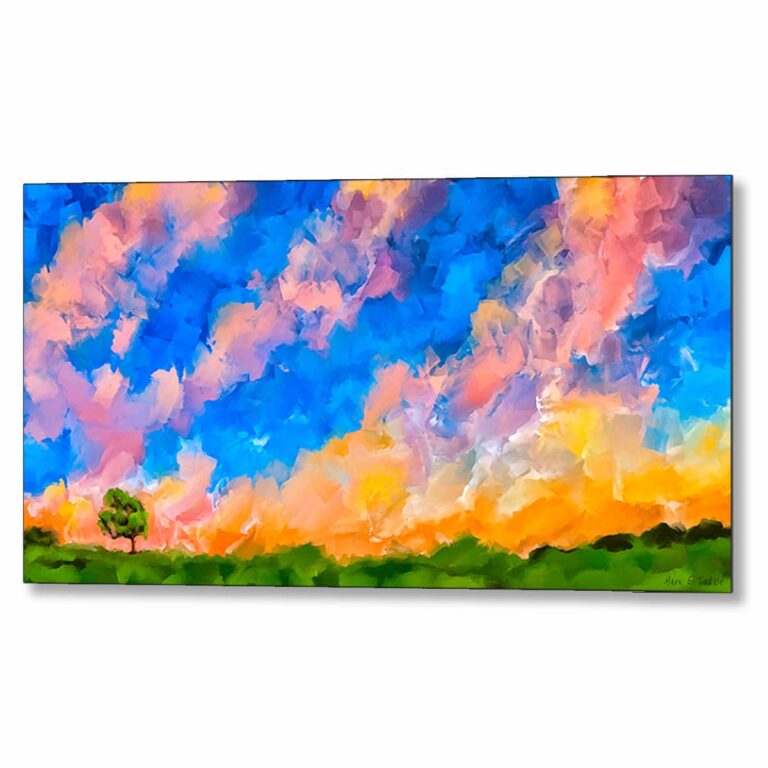 Colorful Landscape Painting – Abstract Metal Print