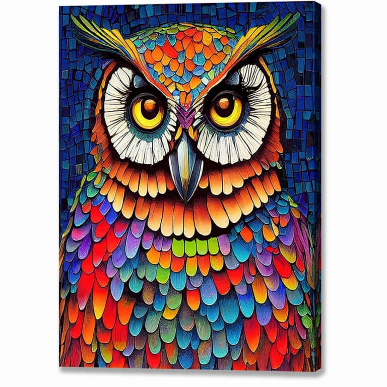 Colorful Owl Portrait – Mosaic Canvas Print