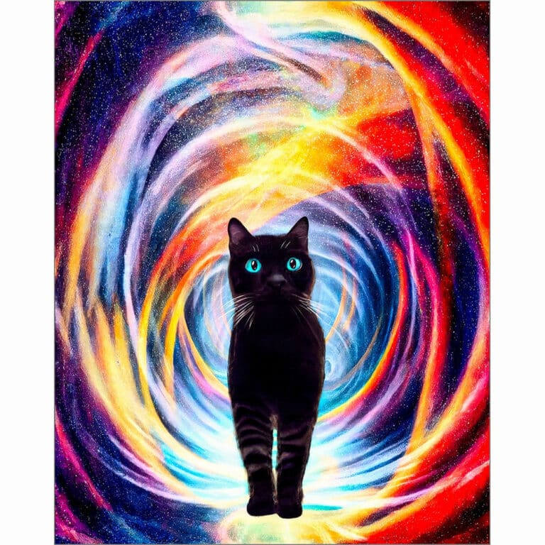 Cosmic Kitty – Black Cat Art Print