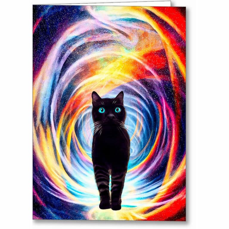 Cosmic Kitty – Black Cat Greeting Card